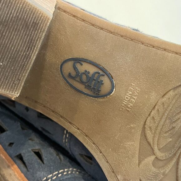 Sofft Westwood Ankle Boots Suede Blue-Grey Perforated Western Size 10 - Picture 6 of 9